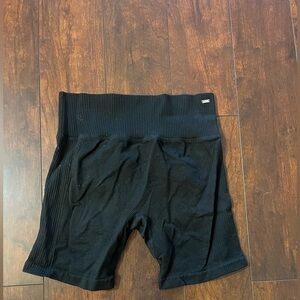 PINK Black Ribbed Shorts with Silver Tag